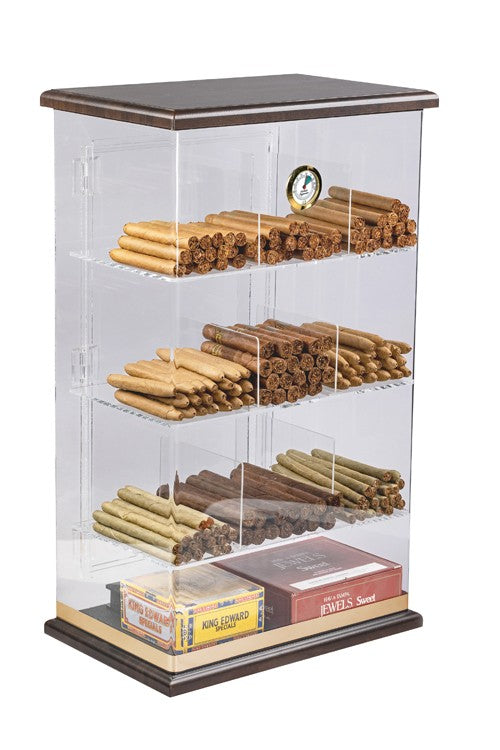 Prestige Import Group Acrylic See-Through Humidor Display Walnut Finish
