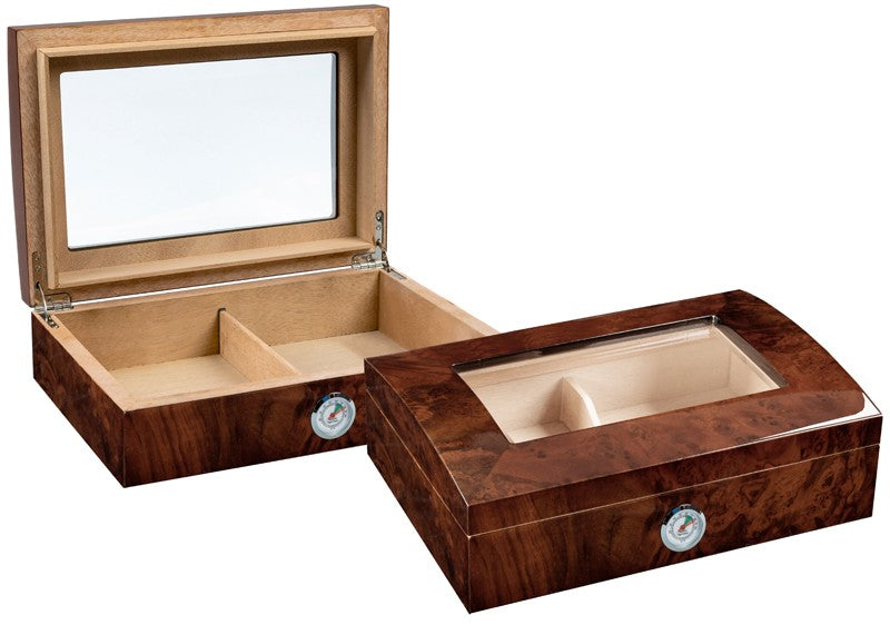 Addison 40-Cigar Walnut Burl Desktop Humidor with Spanish Cedar