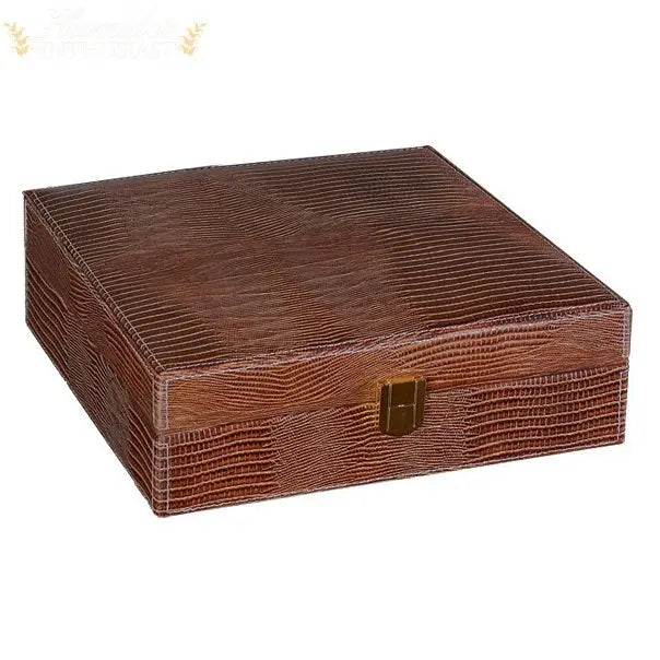 Alligator Leather Desktop Cigar Humidor Gift Set with Accessories