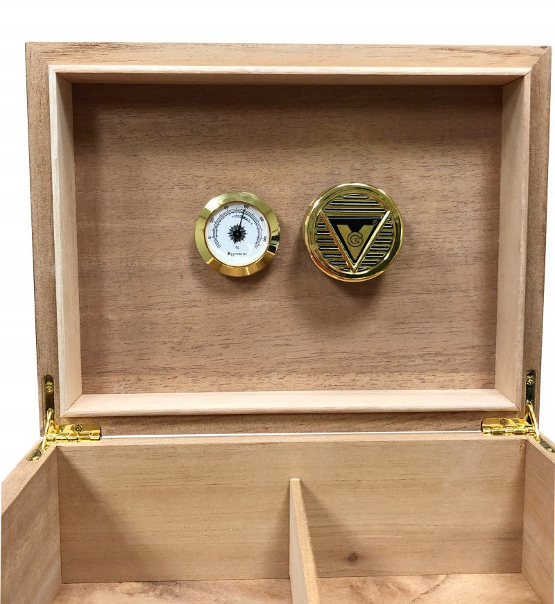 Bellevue 50-60 Count Mahogany Lacquer Desktop Cigar Humidor With Hygrometer