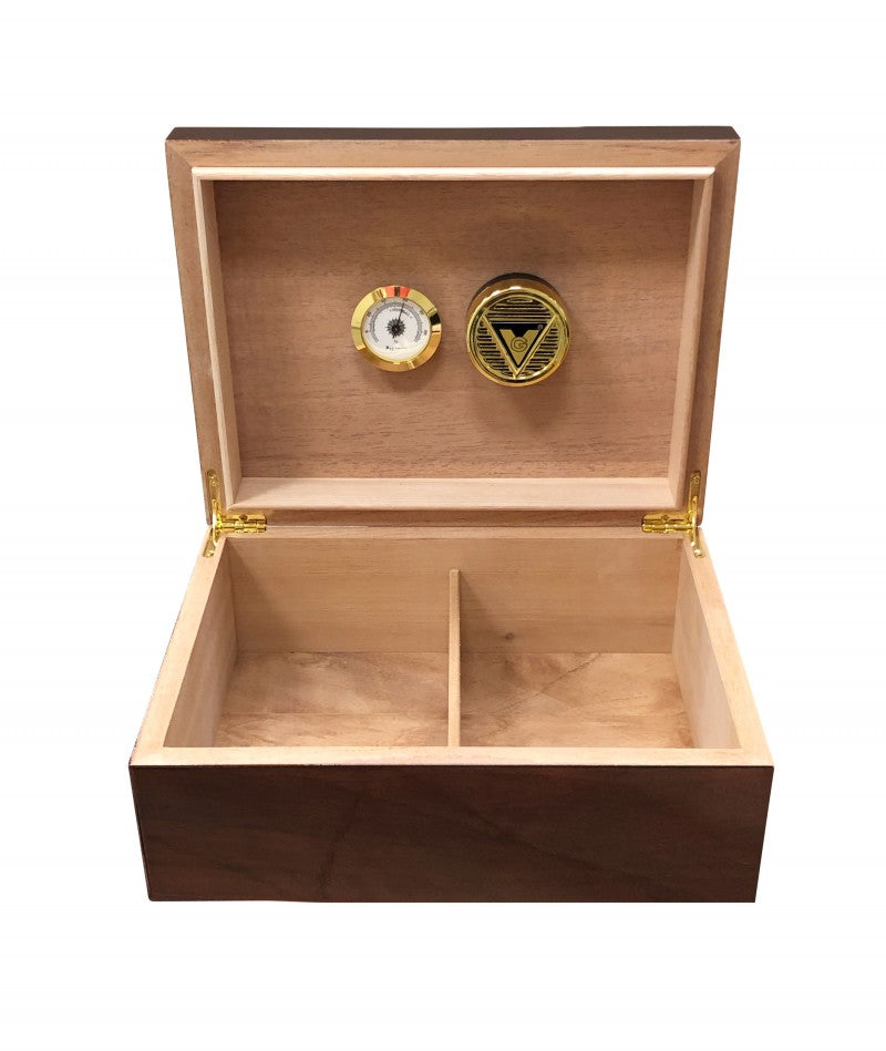 Bellevue 50-60 Count Mahogany Lacquer Desktop Cigar Humidor With Hygrometer