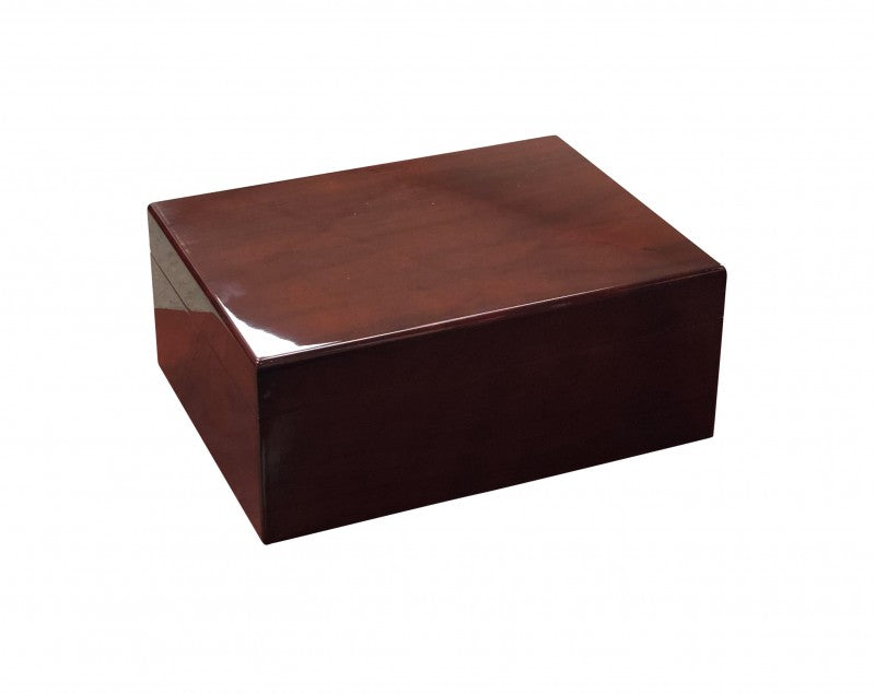 Bellevue 50-60 Count Mahogany Lacquer Desktop Cigar Humidor With Hygrometer