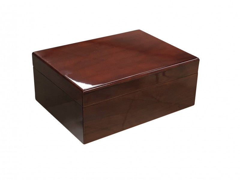 Bellevue 50-60 Count Mahogany Lacquer Desktop Cigar Humidor With Hygrometer