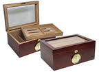 Berkeley 100-Cigar Cherry Finish Glass Top Desktop Humidor with Hygrometer