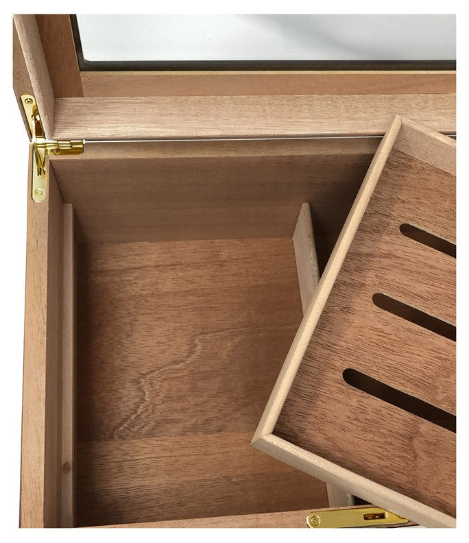 Berkeley 100-Cigar Cherry Finish Glass Top Desktop Humidor with Hygrometer
