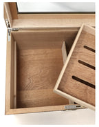 Berkeley II 100-Cigar Two-Tone Glass-Top Desktop Humidor with Hygrometer