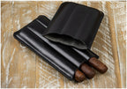 Prestige Import Group Black Bonded Leather 3-Cigar Travel Sleeve Case