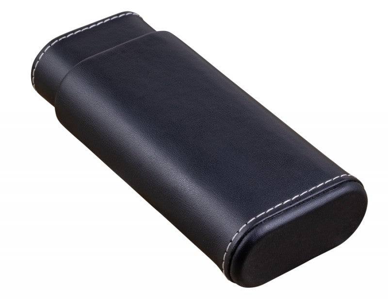Prestige Import Group Black Leather 3-Cigar Travel Case Spanish Cedar