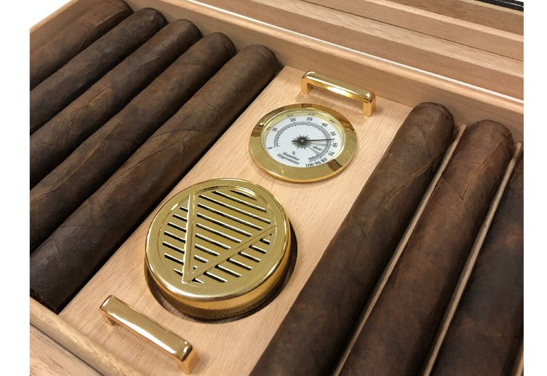 Braydon African Obeche Lacquer Spanish Cedar Desktop Humidor with Glass
