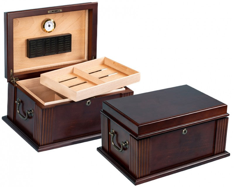 Caesar 50-Cigar Antique Walnut Desktop Humidor with Spanish Cedar Interior
