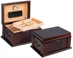 Caesar 50-Cigar Antique Walnut Desktop Humidor with Spanish Cedar Interior