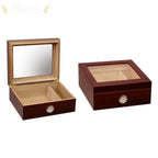 Chalet Glass-Top Desktop Cigar Humidor with Humidifier Hygrometer