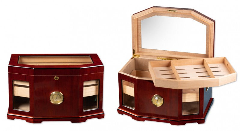 Prestige Import Group Chancellor Desktop Humidor Mahogany Spanish Cedar Lined