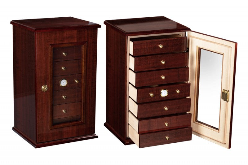 Prestige Import Group Charleston Desktop Humidor Gloss Cherry Seven Drawers