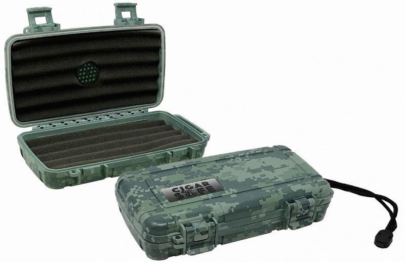CigarSafe Camouflage 5-Cigar Travel Humidor Case with Humidifier