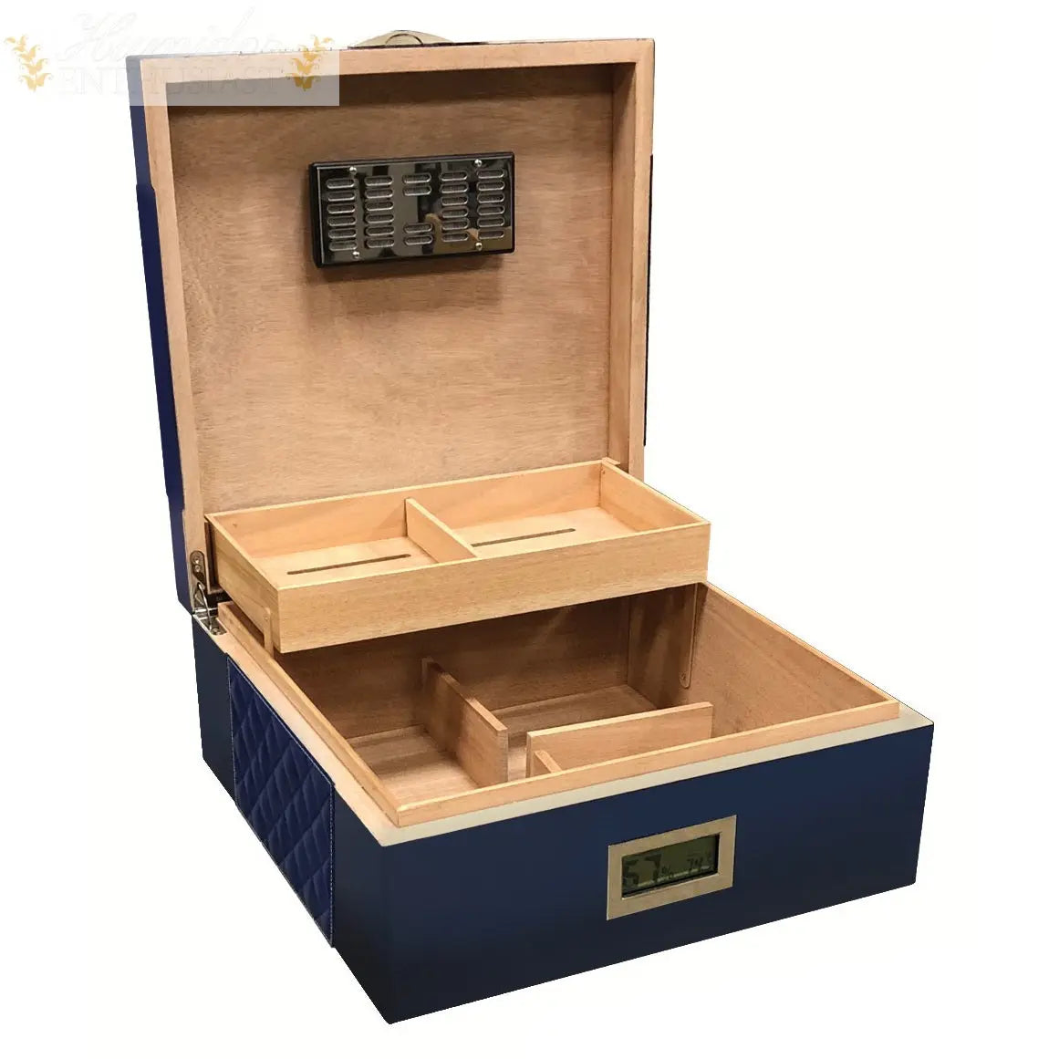 Prestige Import Group Hampton Leather-Pattern Desktop Cigar Humidor, 200-Count