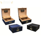 Prestige Import Group Hampton Leather-Pattern Desktop Cigar Humidor, 200-Count