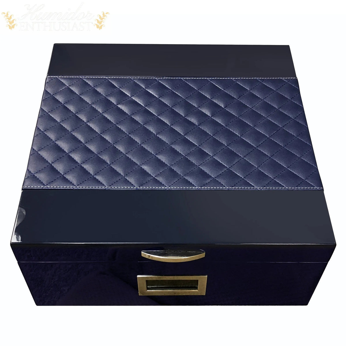 Prestige Import Group Hampton Leather-Pattern Desktop Cigar Humidor, 200-Count