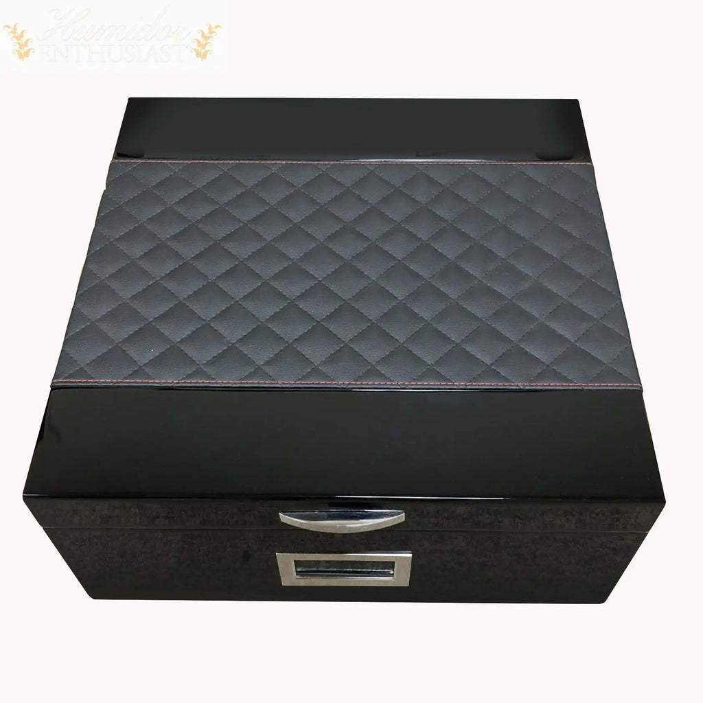 Prestige Import Group Hampton Leather-Pattern Desktop Cigar Humidor, 200-Count