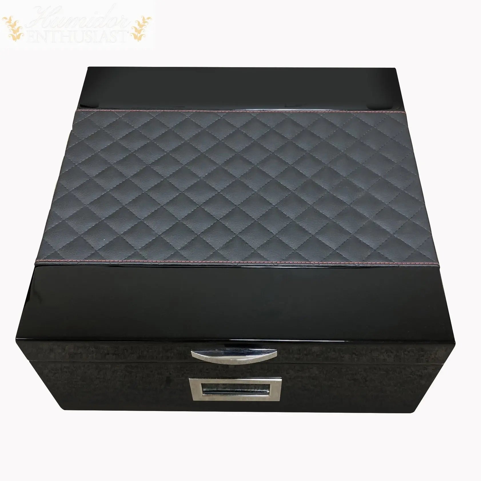 Prestige Import Group Hampton Leather-Pattern Desktop Cigar Humidor, 200-Count