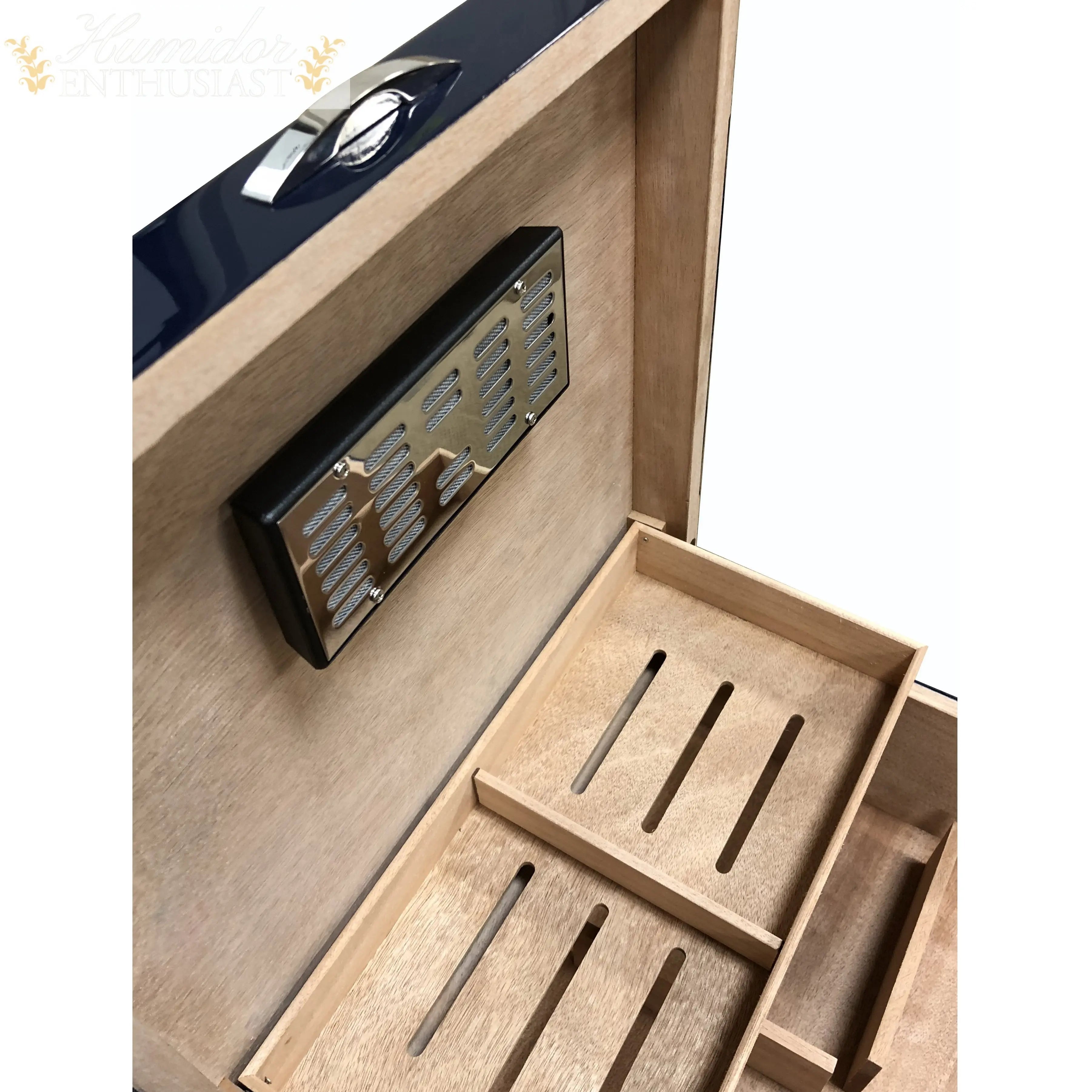 Prestige Import Group Hampton Leather-Pattern Desktop Cigar Humidor, 200-Count