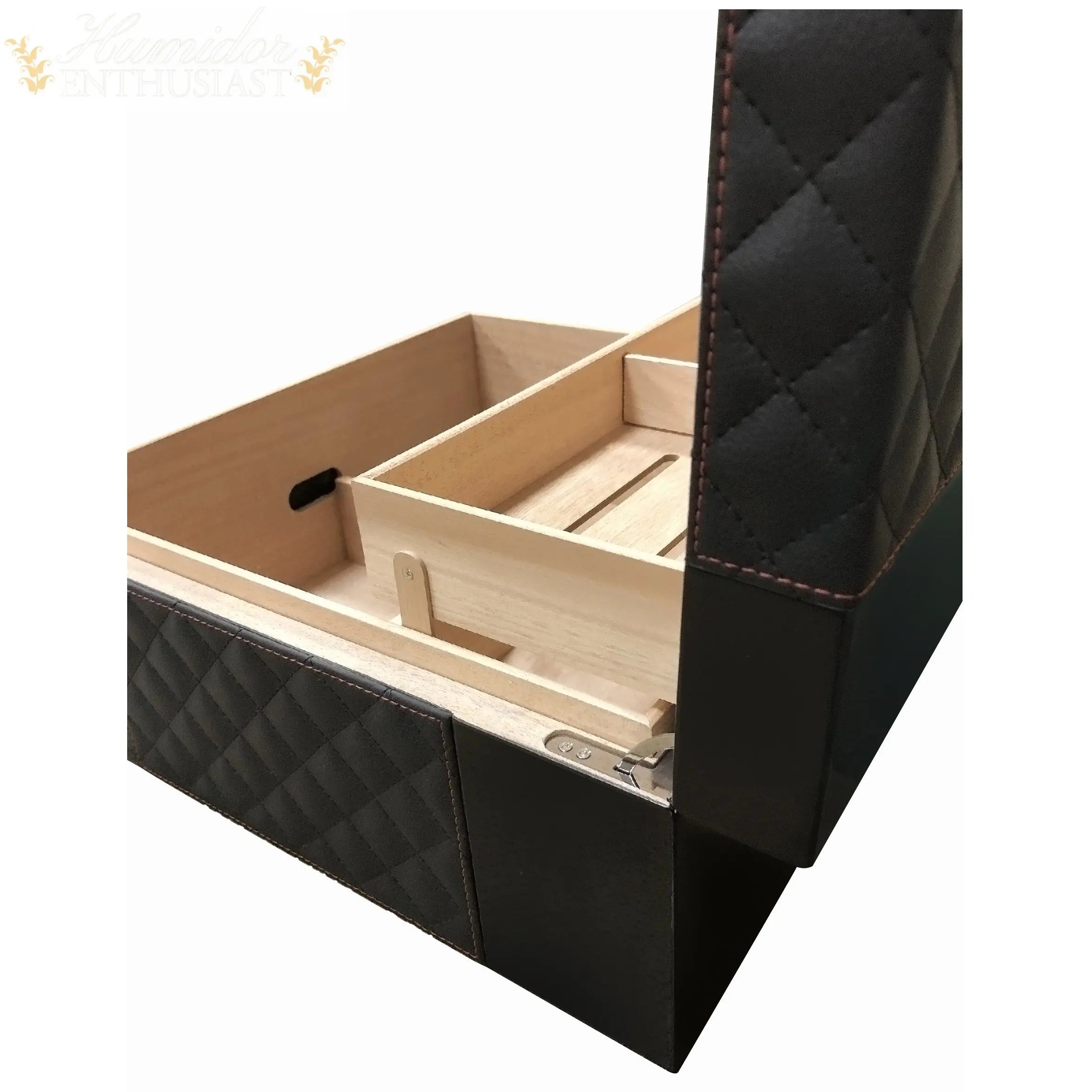 Prestige Import Group Hampton Leather-Pattern Desktop Cigar Humidor, 200-Count