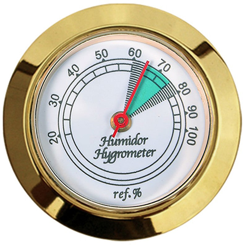 Prestige Import Group Gold Bezel Glass Face Hygrometer for Humidor