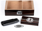 Kensington 75‑Count Glass Top Desktop Humidor Gift Set with Accessories