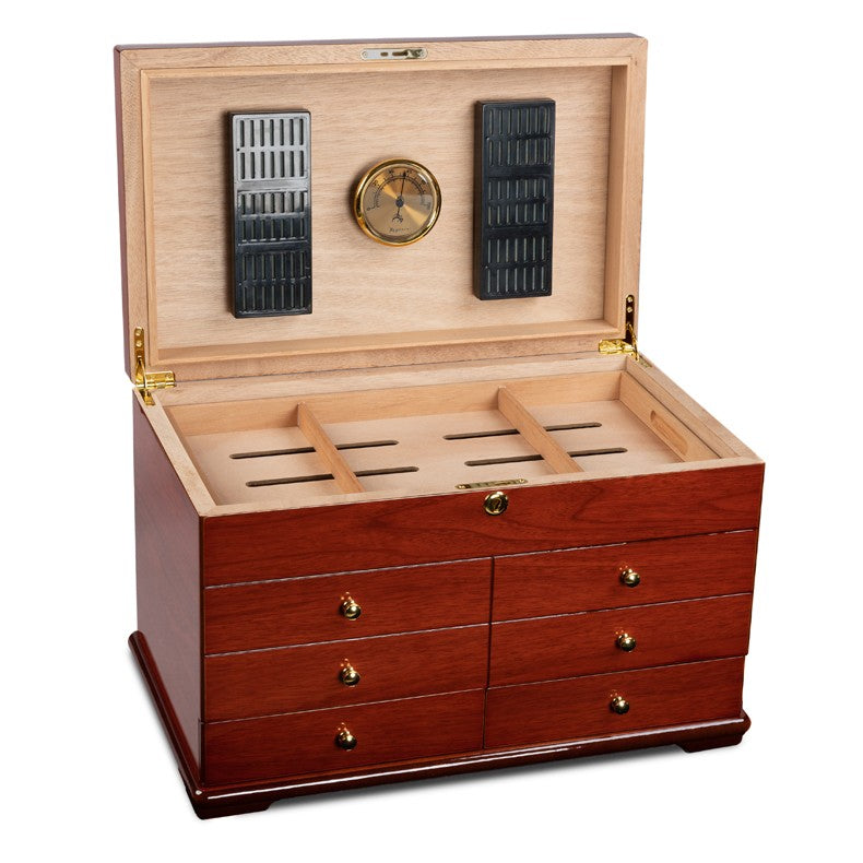 Prestige Import Group Landmark 300-Cigar Cherry Lacquer Desktop Humidor