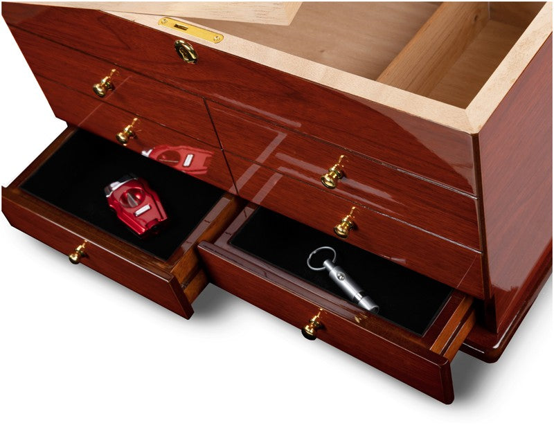 Prestige Import Group Landmark 300-Cigar Cherry Lacquer Desktop Humidor
