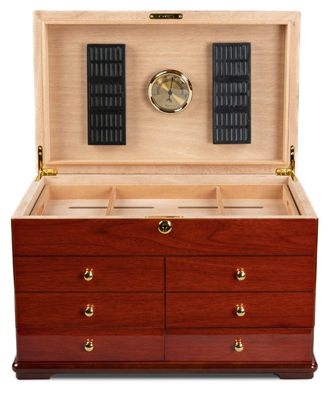 Prestige Import Group Landmark 300-Cigar Cherry Lacquer Desktop Humidor