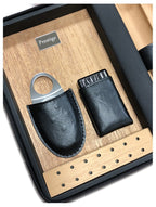 Manhattan Black Leather Travel Humidor Case with Cedar Lining, Accessories