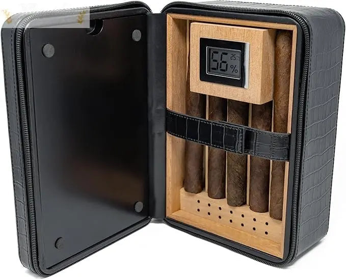 Manhattan XL Leather Travel Cigar Humidor Case with Accessories