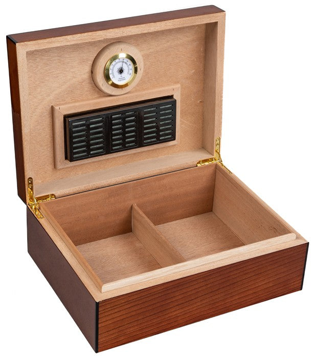 Napoli Walnut Burl Desktop Humidor with 75-Cigar High-Gloss Dome
