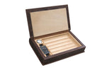 Novelist Brown Leather Book Travel Humidor with Tray, Hygrometer, Cutter