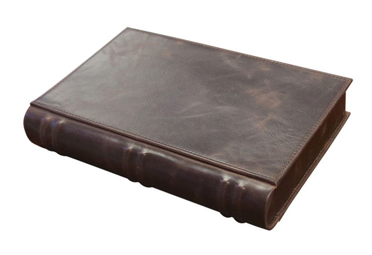 Novelist Brown Leather Book Travel Humidor with Tray, Hygrometer, Cutter