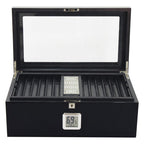 Raven Black Lacquer Humidor 120-Cigar Capacity Digital Hygrometer