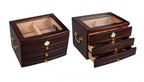 Regent Mahogany Glass-Top Desktop Humidor with 3 Drawers