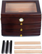 Regent Mahogany Glass-Top Desktop Humidor with 3 Drawers