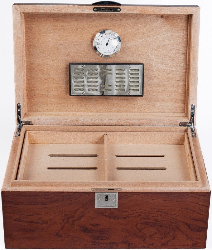 Princeton Bubinga Lacquered Desktop Humidor 130-Cigar Spanish Cedar Lined