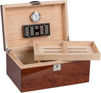 Princeton Bubinga Lacquered Desktop Humidor 130-Cigar Spanish Cedar Lined