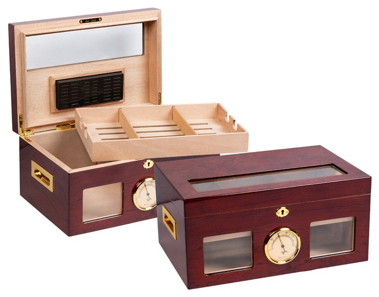 Valencia 120‑Count Desktop Humidor Cherry Lacquer Spanish Cedar