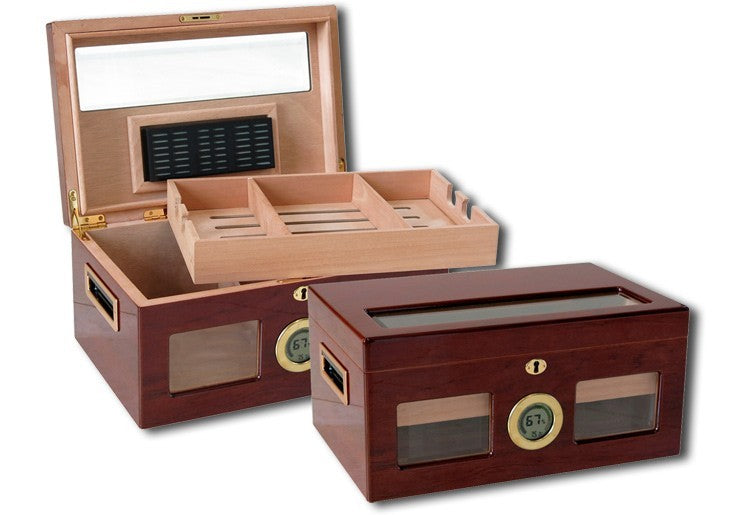 Valencia Digital Desktop Humidor 120 Cigar Golden Cherry Finish