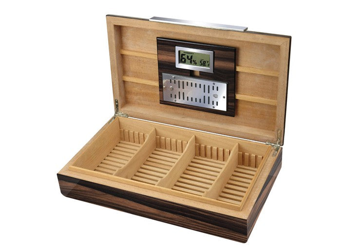 Vanderbilt 120-Cigar Lacquered Ebony Desktop Humidor with Digital Hygrometer