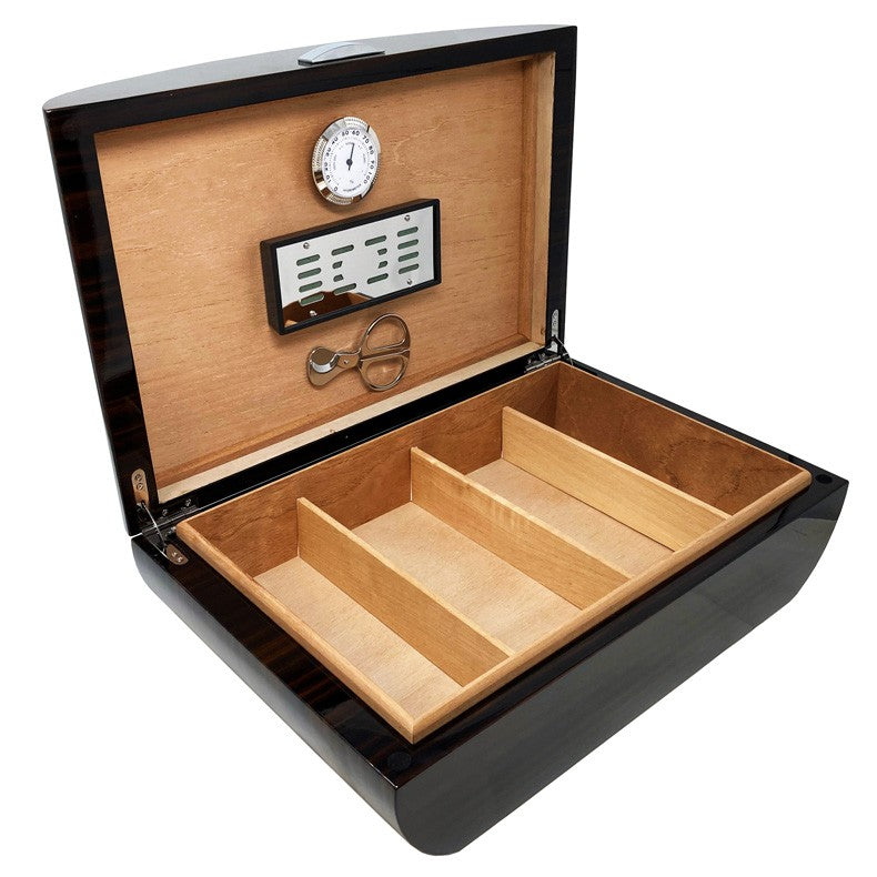 Prestige Import Group Waldorf Desktop Humidor Ebony Spanish Cedar Lined