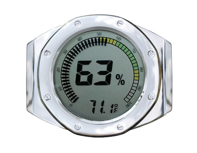 Prestige Import Group Watch Style Digital Hygrometer Polished Silver Bezel
