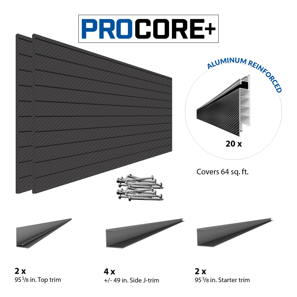 Proslat 8 ft. x 4 ft. PROCORE + Carbon Fiber PVC Slatwall