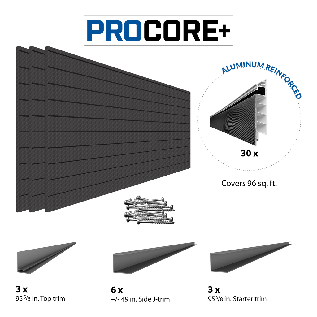 Proslat 8 ft. x 4 ft. PROCORE + Carbon Fiber PVC Slatwall