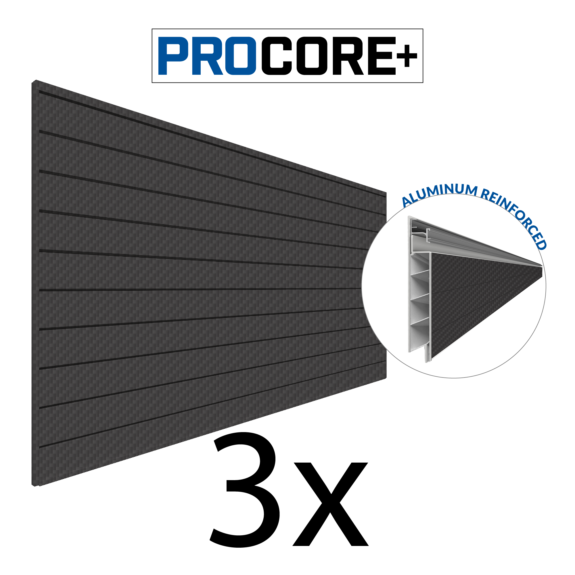 Proslat 8 ft. x 4 ft. PROCORE + Carbon Fiber PVC Slatwall