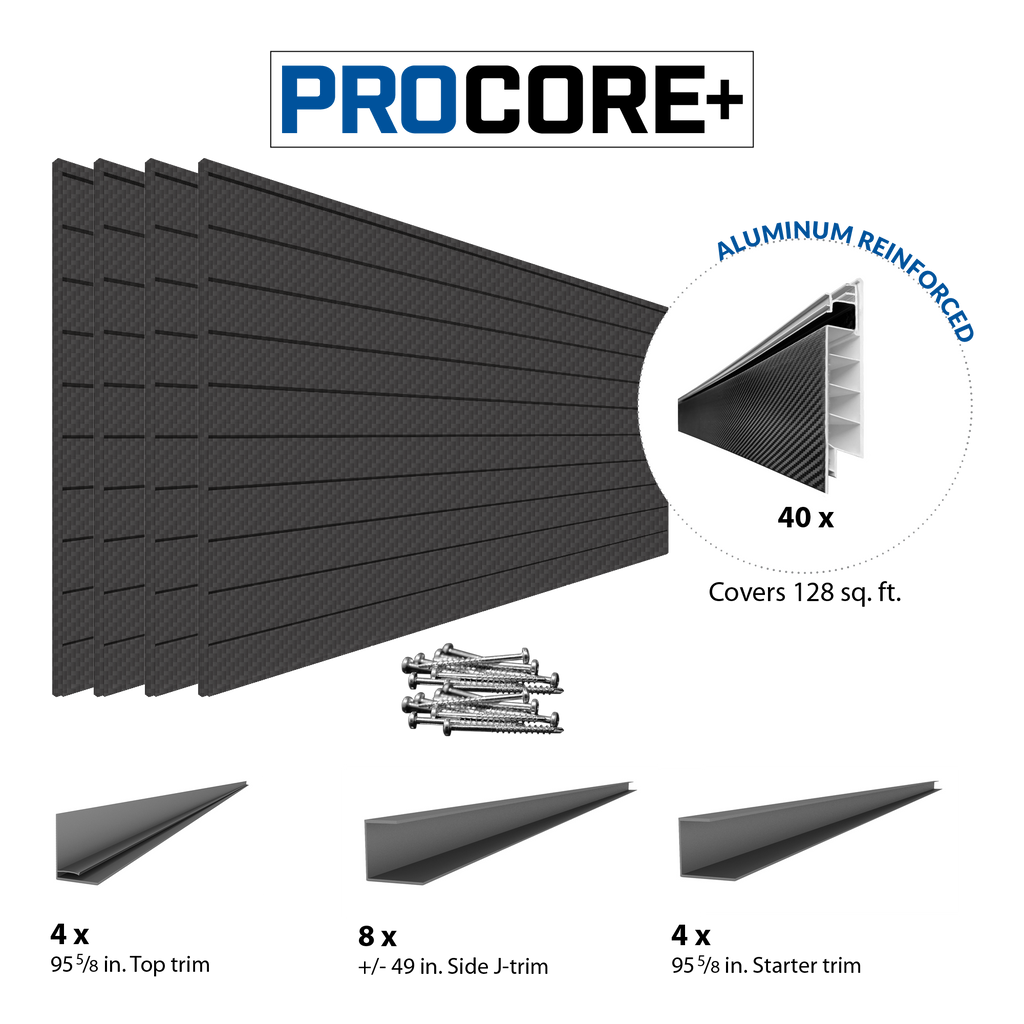 Proslat 8 ft. x 4 ft. PROCORE + Carbon Fiber PVC Slatwall